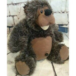 Vintage Carousel Teddy Bear Plush BARNEY with tags outie belly button 13 inch